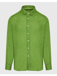funky buddha garment dyed λινό πουκάμισο - the essentials fbm009-001-05-grass green green