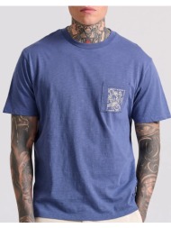funky buddha relaxed fit t-shirt με tropical τύπωμα στην πλάτη fbm009-066-04-indigo indigo