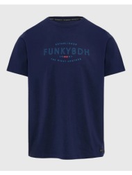 funky buddha t-shirt με funky buddha τύπωμα fbm009-094-04-navy navyblue