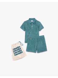 lacoste βρεφικο σετ δωρου children gift outfit 34j9368-iy4 petrol