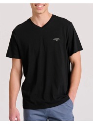 funky buddha v-neck t-shirt με logo στο στήθος fbm009-002-04-black black