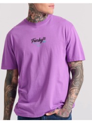 funky buddha relaxed fit t-shirt με surf τύπωμα στην πλάτη fbm009-035-04-vivid purple purple