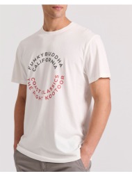 funky buddha t-shirt με text artwork τύπωμα στο στήθος fbm009-089-04-off white offwhite