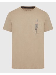 funky buddha t-shirt με τύπωμα και τσέπη στο στήθος fbm009-016-04-cigar sandybrown