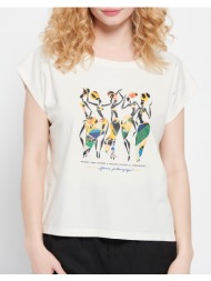 funky buddha organic cotton t-shirt με τύπωμα fbl007-185-04-off offwhite