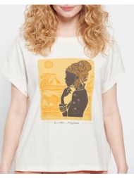 funky buddha regular fit t-shirt με τύπωμα fbl007-188-04-off offwhite