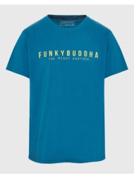 funky buddha t-shirt με funky buddha τύπωμα - the essentials fbm009-010-04-deep teal petrol