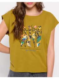 funky buddha organic cotton t-shirt με τύπωμα fbl007-185-04-olive olive