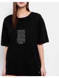 funky buddha loose fit t-shirt με τύπωμα κειμένου στην πλάτη fbl007-165-04-black black