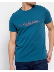 funky buddha βαμβακερό t-shirt με funky buddha τύπωμα fbm007-023-04-deep petrol