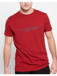 funky buddha βαμβακερό t-shirt με funky buddha τύπωμα fbm007-023-04-deep darkred