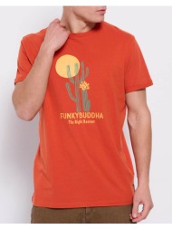 funky buddha t-shirt από οργανικό βαμβάκι με τύπωμα fbm007-370-04-paprika darkorange
