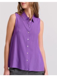 funky buddha αμάνικο πουκάμισο από βισκόζη - the essentials fbl009-101-05-paisley purple purple