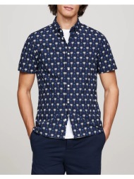 tommy hilfiger mini palm print sf shirt s/s mw0mw34582-0gy navyblue