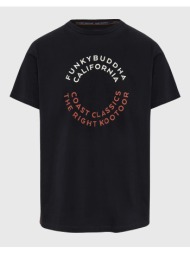 funky buddha t-shirt με text artwork τύπωμα στο στήθος fbm009-089-04-black black