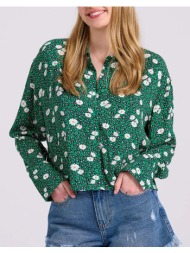 funky buddha γυναικείο loose fit πουκάμισο με all over τύπωμα fbl009-111-05-vibrant green green