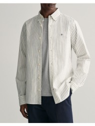 gant πουκαμισο μμ slim oxford stretch stripe shirt 3g3240047-110 white