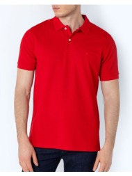 bostonians μπλουζα polo pique regular fit 3ps0001-pomegranate firered