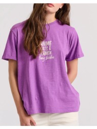 funky buddha γυναικείο t-shirt με anime τύπωμα στην πλάτη fbl009-156-04-vivid purple purple