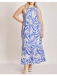 parabita tropical boho φόρεμα σε όψη λινού 012410605553-003 blue