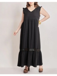 parabita φόρεμα μάξι σε όψη λινού 012410605714-002 black