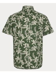 gant πουκαμισο κμ reg cotton linen palm ss shirt 3g3240075-313 green