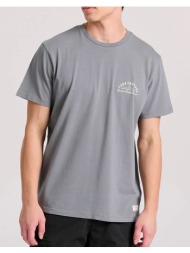 funky buddha t-shirt με retro τύπωμα στο στήθος fbm009-043-04-dk grey gray