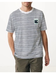 mexx striped t-shirt with chest print ss mf007809541m-194020 navyblue