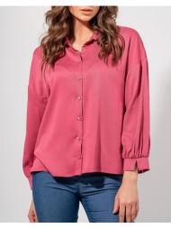 maki philosophy πουκάμισο με ριχτούς ώμους και σούρα στα μανίκια 3241-2027001-ροζ pink