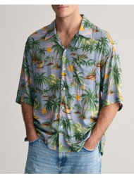 gant πουκαμισο κμ rel viscose hawaii print ss shirt 3g3240077-474 steelblue