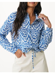 mexx long sleeve cropped blouse with cord mf006104341w-184244 blue