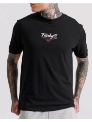 funky buddha relaxed fit t-shirt με surf τύπωμα στην πλάτη fbm009-035-04-black black