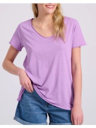 funky buddha γυναικείο v-neck μονόχρωμο t-shirt - the essentials fbl009-100-04-hyacinth lilac