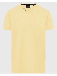 funky buddha t-shirt με λαιμό henley και raw cuts - the essentials fbm009-004-04-lt yellow yellow