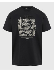 funky buddha t-shirt με botanic frame τύπωμα fbm009-065-04-anthracite darkslategrey