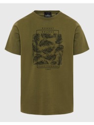 funky buddha t-shirt με botanic frame τύπωμα fbm009-065-04-khaki khaki