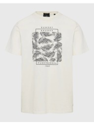 funky buddha t-shirt με botanic frame τύπωμα fbm009-065-04-off white offwhite