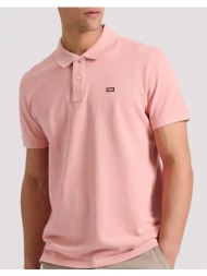 funky buddha essential polo μπλούζα με κεντημένο logo fbm009-001-11-coral pink coral