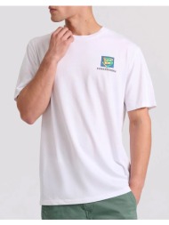funky buddha relaxed fit t-shirt με retro τύπωμα στην πλάτη fbm009-310-04-white white