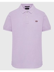 funky buddha essential polo μπλούζα με κεντημένο logo fbm009-001-11-pastel lavender lilac
