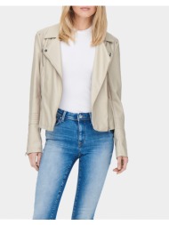 only onlgemma faux leather biker otw noos 15153079-silver lining ivory