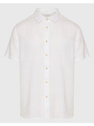 funky buddha garment dyed κοντομάνικο λινό πουκάμισο fbm009-002-05-white white