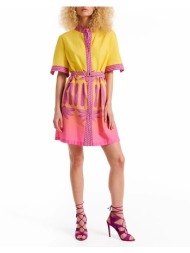 forel φόρεμα βαμβακερό κοντό με mao γιακά 078.50.04.003-κιτρινο yellow