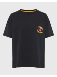 funky buddha loose fit t-shirt με tropic τύπωμα στην πλάτη fbl009-166-04-black black