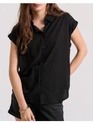 funky buddha γυναικείο μονόχρωμο πουκάμισο από βισκόζη fbl009-100-05-black black