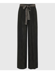 funky buddha wide leg fit παντελόνα σε ζακάρ ύφανση fbl009-110-02-black black