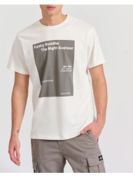 funky buddha t-shirt με minimal branded τύπωμα fbm009-311-04-off white offwhite