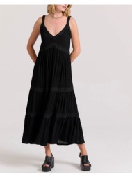 funky buddha loose fit μάξι boho φόρεμα με δαντέλα και βολάν fbl009-119-13-black black