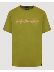 funky buddha t-shirt με branded τύπωμα από οργανικό βαμβάκι fbm009-095-04-moss green green
