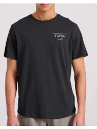 funky buddha t-shirt με floral frame τύπωμα στη πλάτη fbm009-308-04-black black